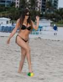 Claudia Romani Booty in Black Thong Bikini in South Beach