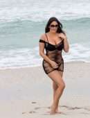 Claudia Romani Booty in Black Thong Bikini in South Beach