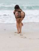 Claudia Romani Booty in Black Thong Bikini in South Beach