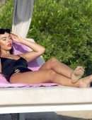 Francesca Allen in Black Swimsuit in Dubai