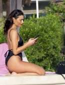 Francesca Allen in Black Swimsuit in Dubai