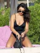 Francesca Allen in Black Swimsuit in Dubai