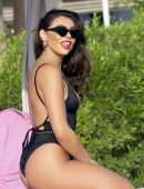 Francesca Allen in Black Swimsuit in Dubai