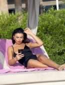 Francesca Allen in Black Swimsuit in Dubai