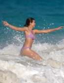 Georgia Fowler in Bikini on the Beach in St Barts