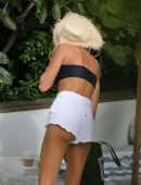Irina Shayk Booty Cheeks in Shorts in Miami
