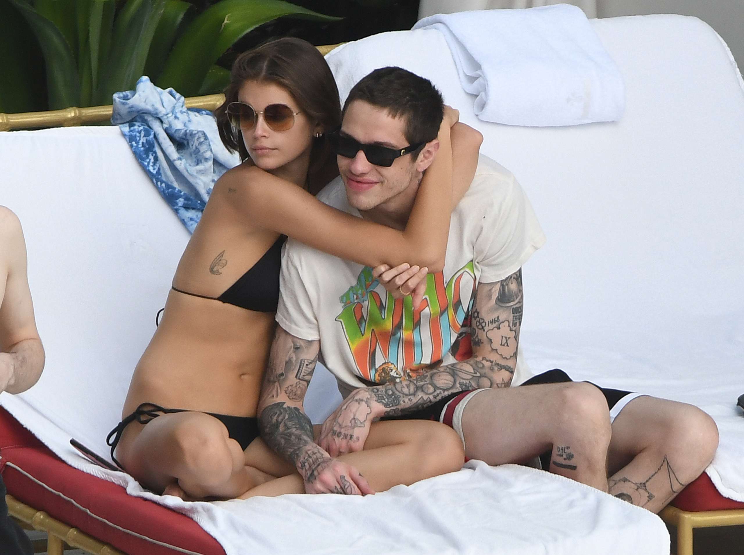 Kaia Gerber in Black Bikini at a Pool in Miami