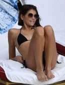 Kaia Gerber in Black Bikini at a Pool in Miami