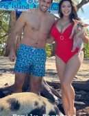 Kelly Brook Boobs in Red Swimsuit in the Bahamas