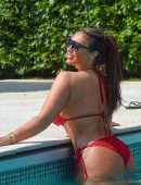 Lauren Goodger Booty in Red Bikini at a Pool in Marbella