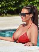 Lauren Goodger Booty in Red Bikini at a Pool in Marbella