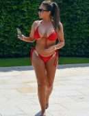 Lauren Goodger Booty in Red Bikini at a Pool in Marbella