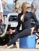 Pamela Anderson at Films Ultra Tune TV Ad on Gold Coast Beach, Queensland