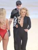 Pamela Anderson at Films Ultra Tune TV Ad on Gold Coast Beach, Queensland
