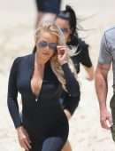 Pamela Anderson at Films Ultra Tune TV Ad on Gold Coast Beach, Queensland