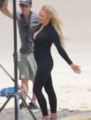 Pamela Anderson at Films Ultra Tune TV Ad on Gold Coast Beach, Queensland
