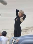 Pamela Anderson at Films Ultra Tune TV Ad on Gold Coast Beach, Queensland