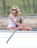 Pamela Anderson in White Swimsuit for a Photoshoot on the Gold Coast