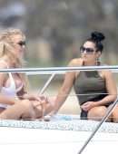 Pamela Anderson in White Swimsuit for a Photoshoot on the Gold Coast