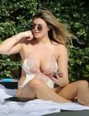 Samantha Hoopes Boobs in Swimsuit at a Pool in Miami