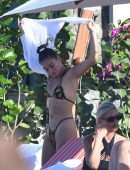 Shanina Shaik in Bikini at a Pool in St Barts