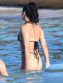 Shanina Shaik in Bikini at a Pool in St Barts