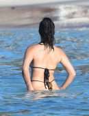 Shanina Shaik in Bikini at a Pool in St Barts