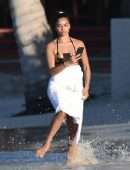 Shanina Shaik in Bikini at a Pool in St Barts