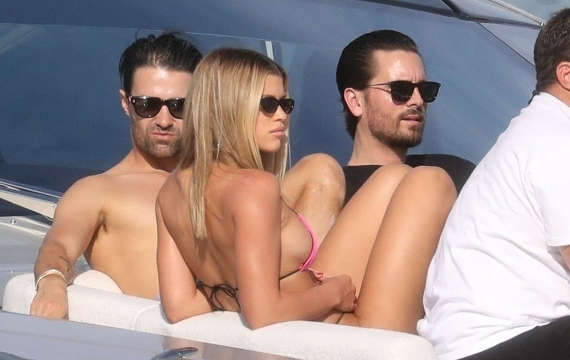 Sofia Richie Cleavage in Bikini on a Yacht in Miami