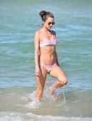 Alessandra Ambrosio in Pink Bikini on the Beach in Florianópolis