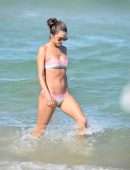 Alessandra Ambrosio in Pink Bikini on the Beach in Florianópolis