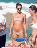 Alessandra Ambrosio in Pink Bikini on the Beach in Florianópolis