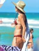 Alessandra Ambrosio Booty in Red Bikini on the Beach in Florianopolis