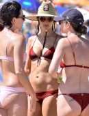 Alessandra Ambrosio Booty in Red Bikini on the Beach in Florianopolis