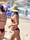 Alessandra Ambrosio Booty in Red Bikini on the Beach in Florianopolis