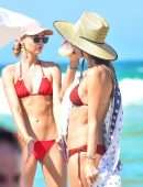 Alessandra Ambrosio Booty in Red Bikini on the Beach in Florianopolis