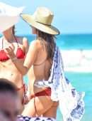 Alessandra Ambrosio Booty in Red Bikini on the Beach in Florianopolis