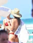 Alessandra Ambrosio Booty in Red Bikini on the Beach in Florianopolis