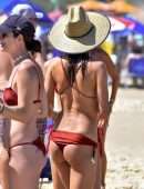 Alessandra Ambrosio Booty in Red Bikini on the Beach in Florianopolis