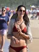Alessandra Ambrosio Booty in Red Bikini on the Beach in Florianopolis