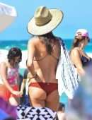 Alessandra Ambrosio Booty in Red Bikini on the Beach in Florianopolis