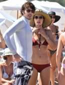 Alessandra Ambrosio Booty in Red Bikini on the Beach in Florianopolis