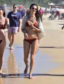 Alessandra Ambrosio Booty in Red Bikini on the Beach in Florianopolis