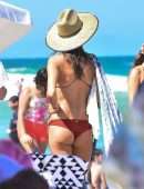 Alessandra Ambrosio Booty in Red Bikini on the Beach in Florianopolis