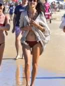 Alessandra Ambrosio Booty in Red Bikini on the Beach in Florianopolis