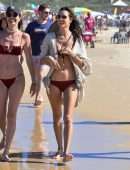 Alessandra Ambrosio Booty in Red Bikini on the Beach in Florianopolis