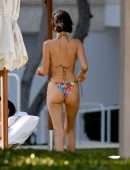 Bella Hadid Booty in Rainbow Bikini at a Poolside in Miami Beach
