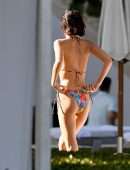 Bella Hadid Booty in Rainbow Bikini at a Poolside in Miami Beach