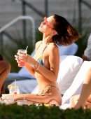 Bella Hadid Booty in Rainbow Bikini at a Poolside in Miami Beach