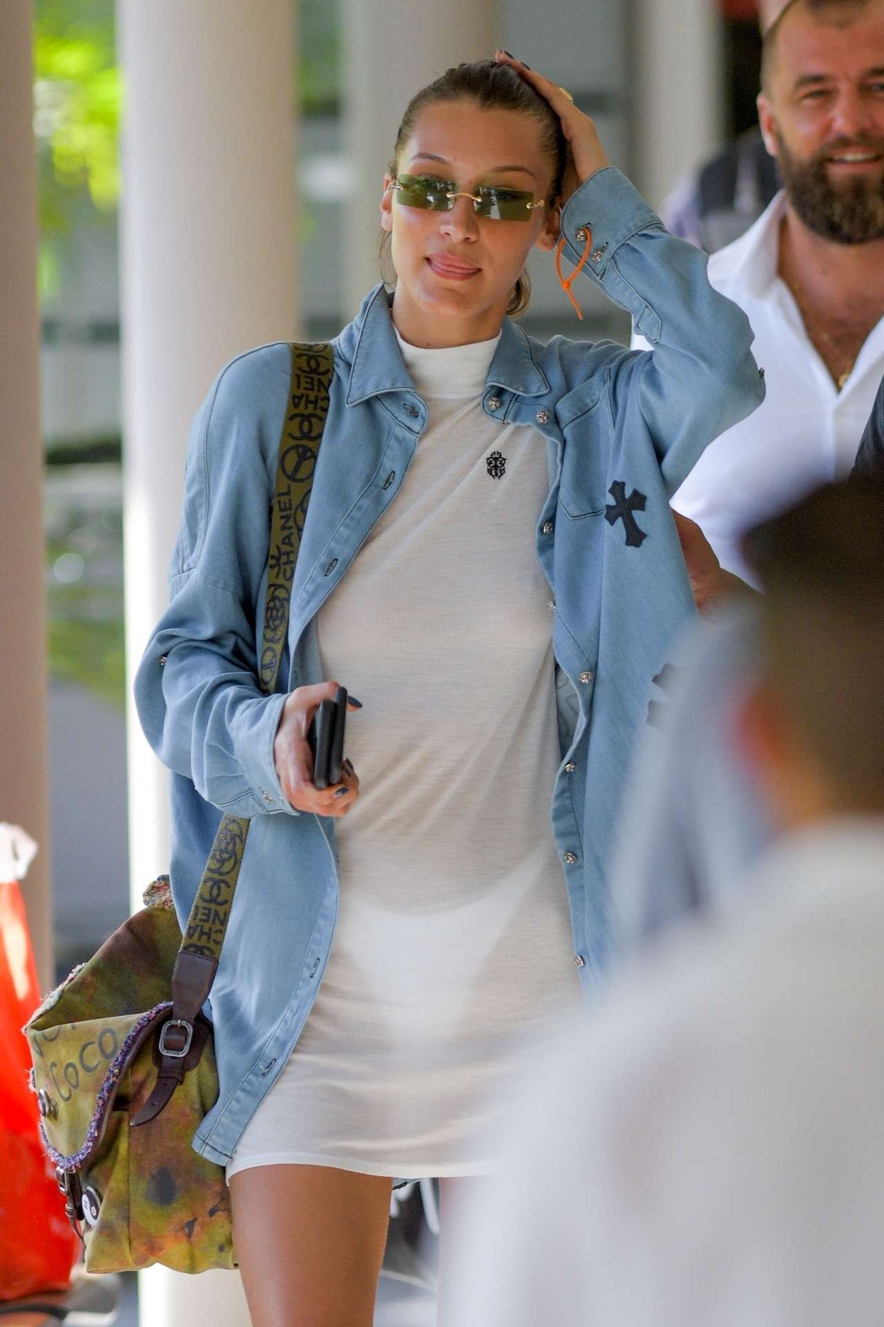 Bella Hadid Pokies in See-Through, Preparing to Leave St Barts